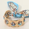 Fashnzfab Secret Box_printed Fabric Scarf Hammered Stainless Steel Open Work Cuff Bracelet In Brown