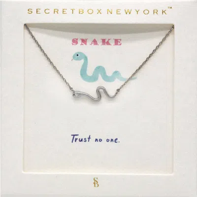 Fashnzfab Secret Box_rhinestone Embellished Metal Snake Pendant Necklace In Metallic