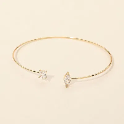 Fashnzfab Secret Box_square Marquise Stone Tip Cuff Bracelet In Gold