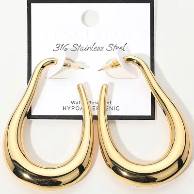 Fashnzfab Secret Box_stainless Steel Abstract Hoop Earrings - Gold In Brown