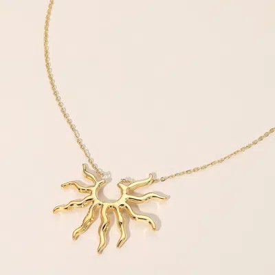 Fashnzfab Secret Box_stainless Steel Abstract Sunburst Pendant Necklace In Gold