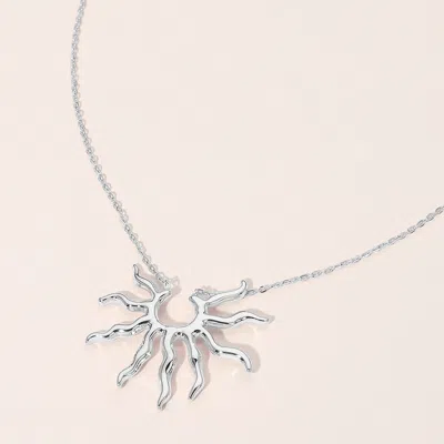 Fashnzfab Secret Box_stainless Steel Abstract Sunburst Pendant Necklace In Red