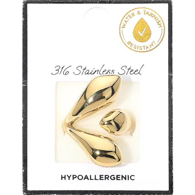 Fashnzfab Secret Box_stainless Steel Abstract Wrap Ring In Gold