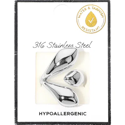 Fashnzfab Secret Box_stainless Steel Abstract Wrap Ring In Silver
