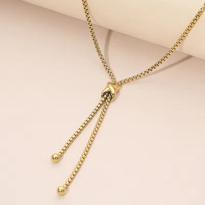 Fashnzfab Secret Box_stainless Steel Adjustable Crisscross Slider Box Chain Necklace In Gold