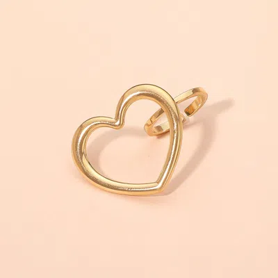 Fashnzfab Secret Box_stainless Steel Adjustable Open Heart Ring In Gold