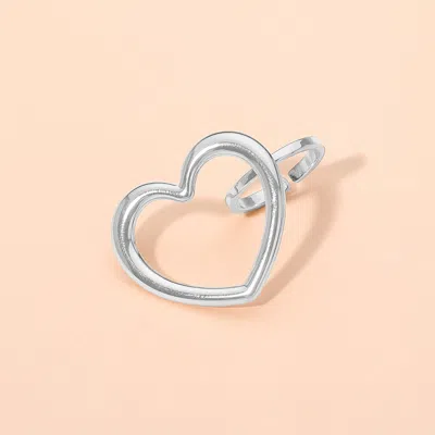 Fashnzfab Secret Box_stainless Steel Adjustable Open Heart Ring In Metallic