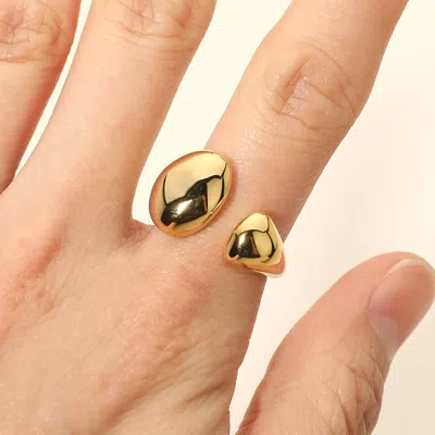 Fashnzfab Secret Box_stainless Steel Asymmetrical Dome Wrap Adjustable Ring In Gold