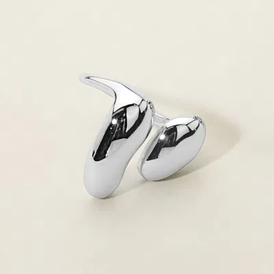 Fashnzfab Secret Box_stainless Steel Bold Sculptural Chunky Open Ring - Rhodium In Silver