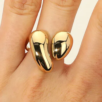 Fashnzfab Secret Box_stainless Steel Bold Sculptural Chunky Open Ring In Gold