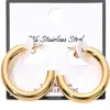 Fashnzfab Secret Box_stainless Steel Classic Thick Hoop Earrings In Gold