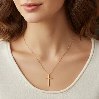 Fashnzfab Secret Box_stainless Steel Cross Pendant Necklace In Gold