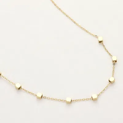 Fashnzfab Secret Box_stainless Steel Cube Station Necklace In Gold