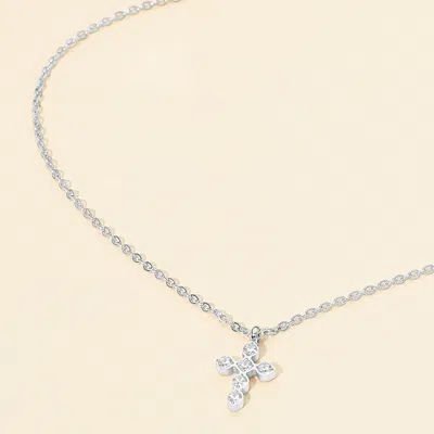Fashnzfab Secret Box_stainless Steel Dainty Sparkling Cross Pendant Necklace In Multi