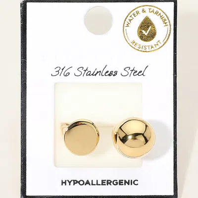 Fashnzfab Secret Box_stainless Steel Dome Accent Open Ring In Gold