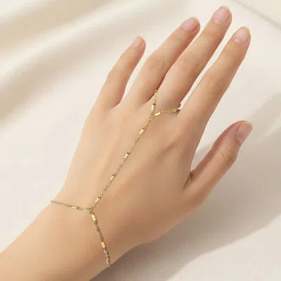 Fashnzfab Secret Box_stainless Steel Elegant Geometric Hand Chain Bracelet In Gold