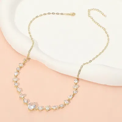 Fashnzfab Secret Box_stainless Steel Faceted Mixed Shape Gem Link Necklace In Gold