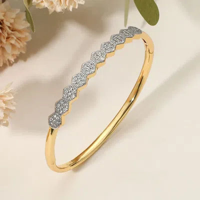 Fashnzfab Secret Box_stainless Steel Geometric Rhinestone Pave Hinged Bangle Bracelet Gold