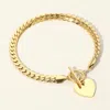 Fashnzfab Secret Box_stainless Steel Heart Charm Toggle Bracelet In Gold