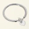 Fashnzfab Secret Box_stainless Steel Heart Charm Toggle Bracelet Rhodium In Multi
