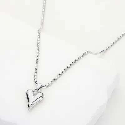 Fashnzfab Secret Box_stainless Steel Heart Pendant Necklace In Silver