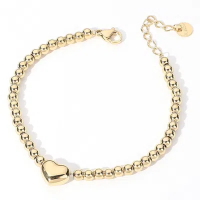 Fashnzfab Secret Box_stainless Steel Heart Pointed Ball Beaded Bracelet Gold