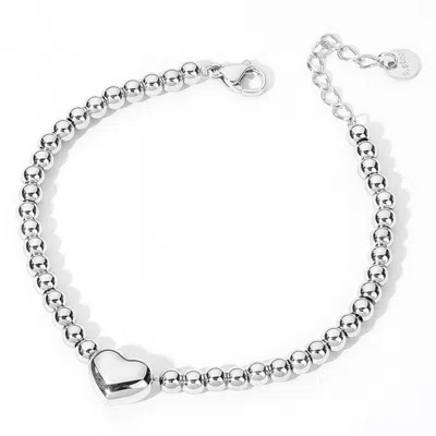 Fashnzfab Secret Box_stainless Steel Heart Pointed Ball Beaded Bracelet In Multi