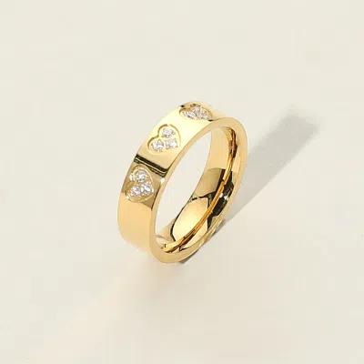 Fashnzfab Secret Box_stainless Steel Heart Stone Paved Band Ring In Gold