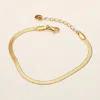 Fashnzfab Secret Box_stainless Steel Herringbone Chain Bracelet In Gold
