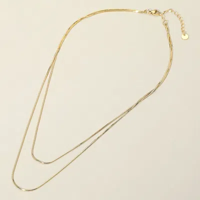 Fashnzfab Secret Box_stainless Steel Herringbone Chain Layered Necklace In Gold
