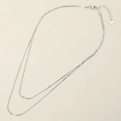 Fashnzfab Secret Box_stainless Steel Herringbone Chain Layered Necklace In Multi