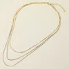 Fashnzfab Secret Box_stainless Steel Herringbone Chain Triple Layered Necklace In Gold