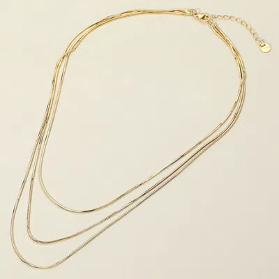 Fashnzfab Secret Box_stainless Steel Herringbone Chain Triple Layered Necklace In Gold
