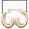 Fashnzfab Secret Box_stainless Steel Hypoallergenic Oval Hoop Earrings - Gold In Gold