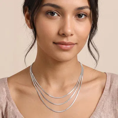 Fashnzfab Secret Box_stainless Steel Layered Chain Necklace In Silver