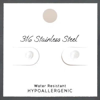 Fashnzfab Secret Box_stainless Steel Mini Pearl Stud Earrings In White