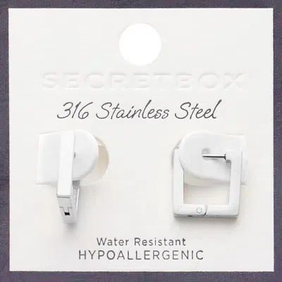 Fashnzfab Secret Box_stainless Steel Mini U Square Hoop Earrings In Animal Print