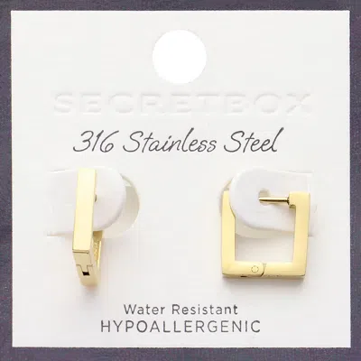 Fashnzfab Secret Box_stainless Steel Mini U Square Hoop Earrings In Gold
