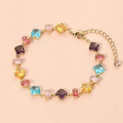 Fashnzfab Secret Box_stainless Steel Mixed Shape Multicolor Gem Link Bracelet