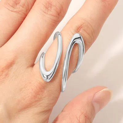 Fashnzfab Secret Box_stainless Steel Modern Open Wrap Adjustable Statement Ring In Metallic