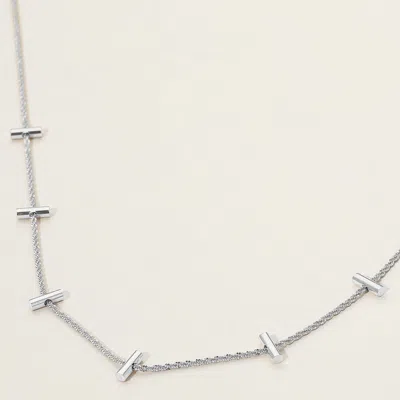 Fashnzfab Secret Box_stainless Steel Modern Tube Bar Station Necklace In Metallic