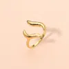 Fashnzfab Secret Box_stainless Steel Modern Wave Open Adjustable Ring In Gold