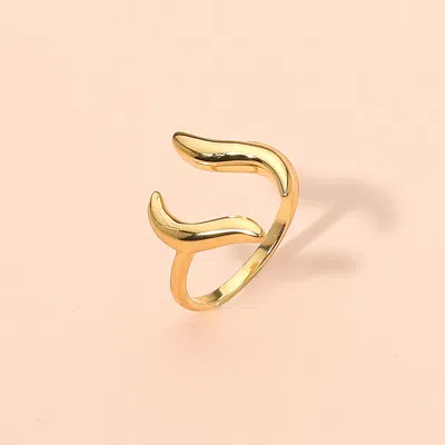 Fashnzfab Secret Box_stainless Steel Modern Wave Open Adjustable Ring In Gold