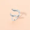 Fashnzfab Secret Box_stainless Steel Modern Wave Open Adjustable Ring In Metallic