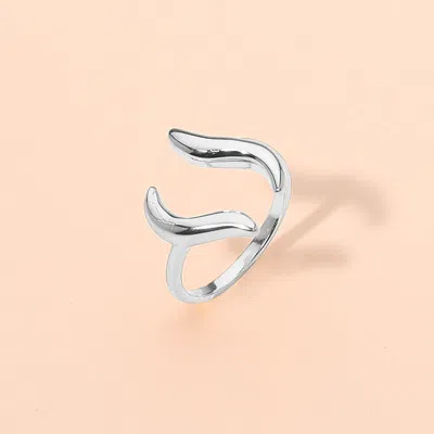 Fashnzfab Secret Box_stainless Steel Modern Wave Open Adjustable Ring In Metallic