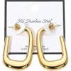 Fashnzfab 18k Gold Dipped Stainless Steel Rectangle Hoop Earrings - Gold In Gold