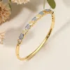 Fashnzfab Secret Box_stainless Steel Open Rhinestone Pave Heart Motif Hinged Bangle Bracelet Gold In Gold