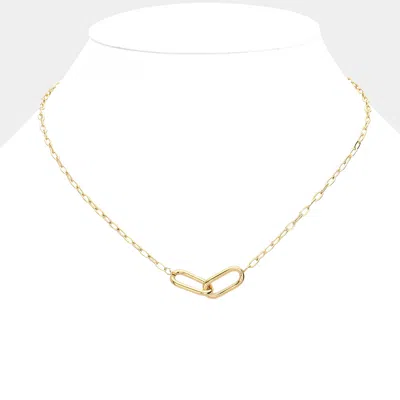 Fashnzfab Secret Box_stainless Steel Oval Chain Link Pendant Necklace In Gold