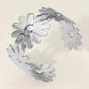 Fashnzfab Secret Box_stainless Steel Playful Floral Cuff Bracelet Rhodium In Multi