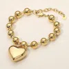 Fashnzfab Secret Box_stainless Steel Puffy Heart Charm Beaded Chain Bracelet In Gold